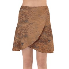 Aged Leather Wrap Front Skirt