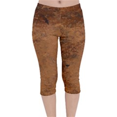 Aged Leather Velvet Capri Leggings 