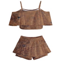 Aged Leather Kids  Off Shoulder Skirt Bikini