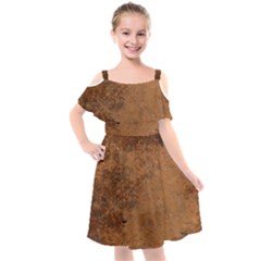 Aged Leather Kids  Cut Out Shoulders Chiffon Dress