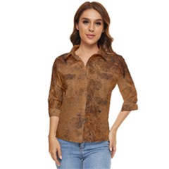 Aged Leather Women s Quarter Sleeve Pocket Shirt