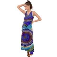 Swirls V-neck Chiffon Maxi Dress