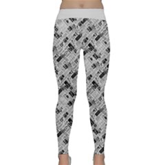 8 Bit Newspaper Pattern, Gazette Collage Black And White Classic Yoga Leggings by Casemiro