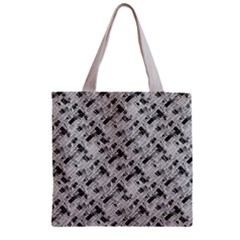 8 Bit Newspaper Pattern, Gazette Collage Black And White Zipper Grocery Tote Bag by Casemiro