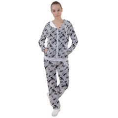 8 Bit Newspaper Pattern, Gazette Collage Black And White Women s Tracksuit by Casemiro