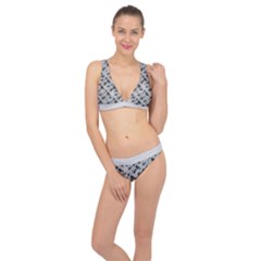 8 Bit Newspaper Pattern, Gazette Collage Black And White Classic Banded Bikini Set  by Casemiro