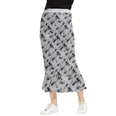 8 Bit Newspaper Pattern, Gazette Collage Black And White Maxi Fishtail Chiffon Skirt by Casemiro