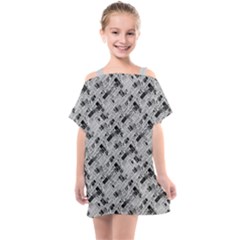 8 Bit Newspaper Pattern, Gazette Collage Black And White Kids  One Piece Chiffon Dress by Casemiro