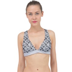 8 Bit Newspaper Pattern, Gazette Collage Black And White Classic Banded Bikini Top by Casemiro