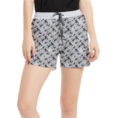 8 Bit Newspaper Pattern, Gazette Collage Black And White Runner Shorts by Casemiro