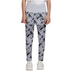 8 Bit Newspaper Pattern, Gazette Collage Black And White Kids  Skirted Pants by Casemiro