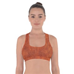 Faux Leather Brown 2 Cross Back Sports Bra by skindeep