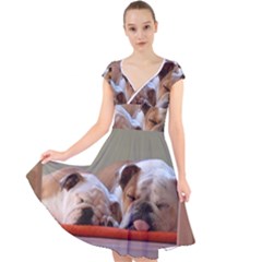 2 Sleeping Bulldogs Cap Sleeve Front Wrap Midi Dress by SomethingForEveryone