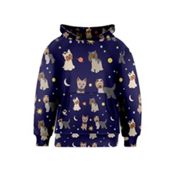 Terrier Cute Dog With Stars Sun And Moon Kids  Pullover Hoodie by SychEva