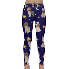 Terrier Cute Dog With Stars Sun And Moon Classic Yoga Leggings by SychEva