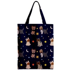 Terrier Cute Dog With Stars Sun And Moon Zipper Classic Tote Bag by SychEva