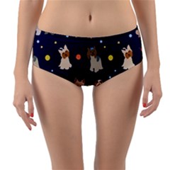 Terrier Cute Dog With Stars Sun And Moon Reversible Mid-waist Bikini Bottoms by SychEva