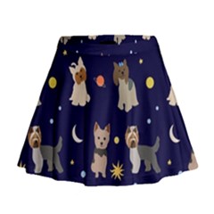 Terrier Cute Dog With Stars Sun And Moon Mini Flare Skirt by SychEva