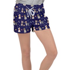 Terrier Cute Dog With Stars Sun And Moon Velour Lounge Shorts by SychEva