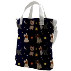 Terrier Cute Dog With Stars Sun And Moon Canvas Messenger Bag by SychEva