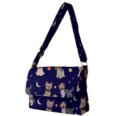 Terrier Cute Dog With Stars Sun And Moon Full Print Messenger Bag (s) by SychEva