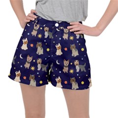 Terrier Cute Dog With Stars Sun And Moon Ripstop Shorts by SychEva