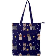 Terrier Cute Dog With Stars Sun And Moon Double Zip Up Tote Bag by SychEva