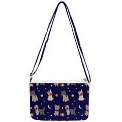 Terrier Cute Dog With Stars Sun And Moon Double Gusset Crossbody Bag by SychEva
