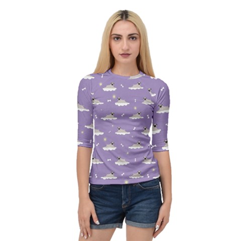 Pug Dog On A Cloud Quarter Sleeve Raglan Tee by SychEva