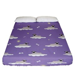 pug dog on a cloud Fitted Sheet (Queen Size)