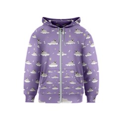 Pug Dog On A Cloud Kids  Zipper Hoodie by SychEva