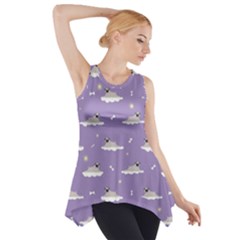 Pug Dog On A Cloud Side Drop Tank Tunic by SychEva