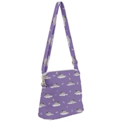 Pug Dog On A Cloud Zipper Messenger Bag by SychEva