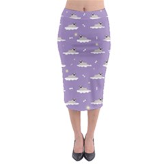 pug dog on a cloud Midi Pencil Skirt