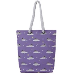 Pug Dog On A Cloud Full Print Rope Handle Tote (small) by SychEva