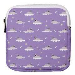 Pug Dog On A Cloud Mini Square Pouch by SychEva
