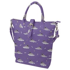 Pug Dog On A Cloud Buckle Top Tote Bag by SychEva