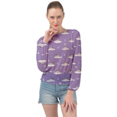 Pug Dog On A Cloud Banded Bottom Chiffon Top by SychEva