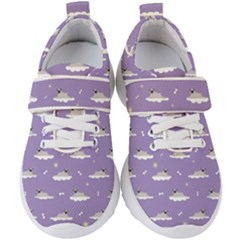 Pug Dog On A Cloud Kids  Velcro Strap Shoes by SychEva