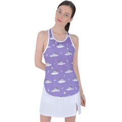 Pug Dog On A Cloud Racer Back Mesh Tank Top by SychEva