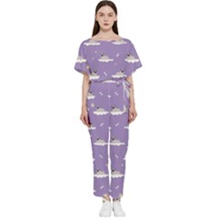 pug dog on a cloud Batwing Lightweight Jumpsuit