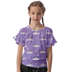 Pug Dog On A Cloud Kids  Cut Out Flutter Sleeves by SychEva