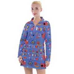 Blue 50s Women s Long Sleeve Casual Dress by InPlainSightStyle