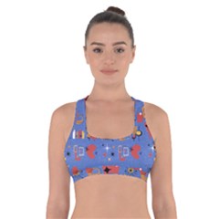 Blue 50s Cross Back Sports Bra by InPlainSightStyle