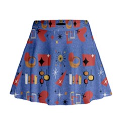 Blue 50s Mini Flare Skirt