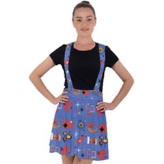 Blue 50s Velvet Suspender Skater Skirt by InPlainSightStyle