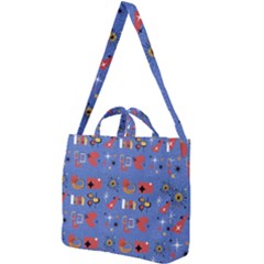 Blue 50s Square Shoulder Tote Bag by InPlainSightStyle