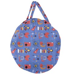 Blue 50s Giant Round Zipper Tote by InPlainSightStyle