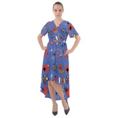 Blue 50s Front Wrap High Low Dress by InPlainSightStyle