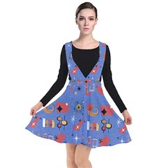Blue 50s Plunge Pinafore Dress by InPlainSightStyle